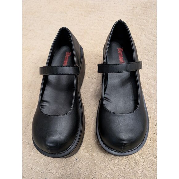 Demonia Platform Shoes Womens Size 11 Black Dollie Mary Jane 3 in platforms - Picture 2 of 9